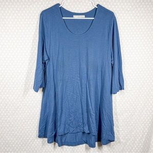 Peruvian Connection Blue Pima Cotton Blend Tunic‎ Top